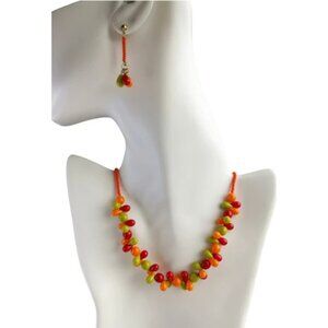 Vintage Czech handmade beaded sunny citrus necklace